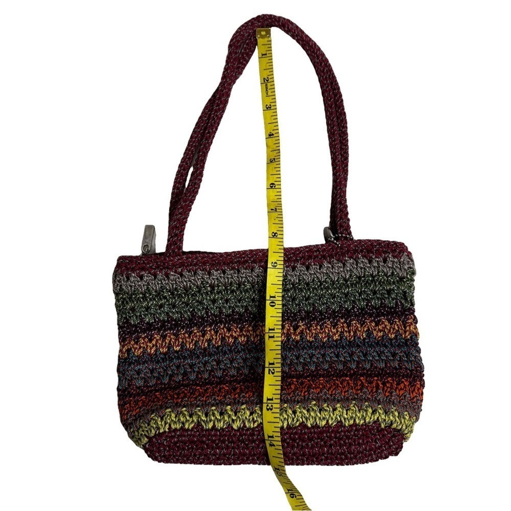 The Sak Multicolor Crochet Small Handbag Zip Closure Inside Zip Pocket Vintage - Picture 11 of 13
